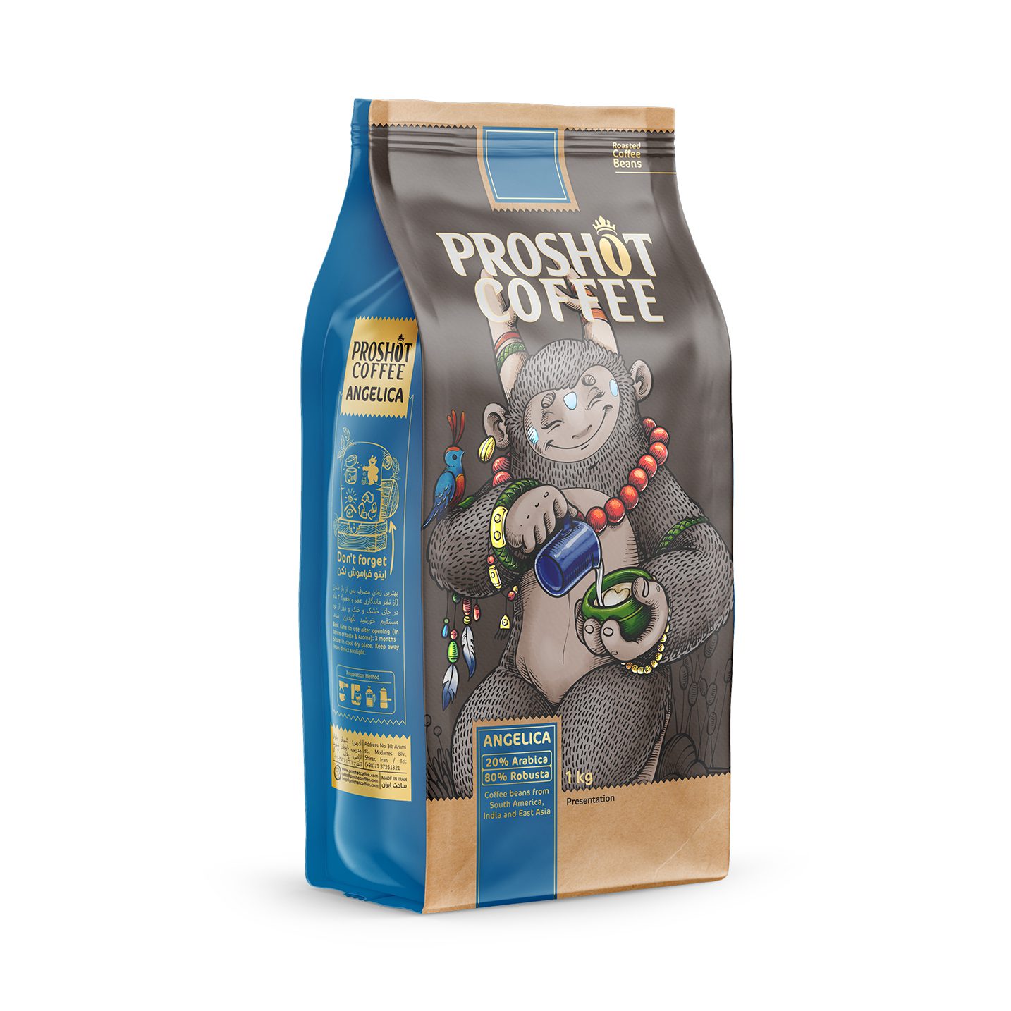 قهوه 80% ربوستا پروشات آنجلیکا 1 کیلویی
